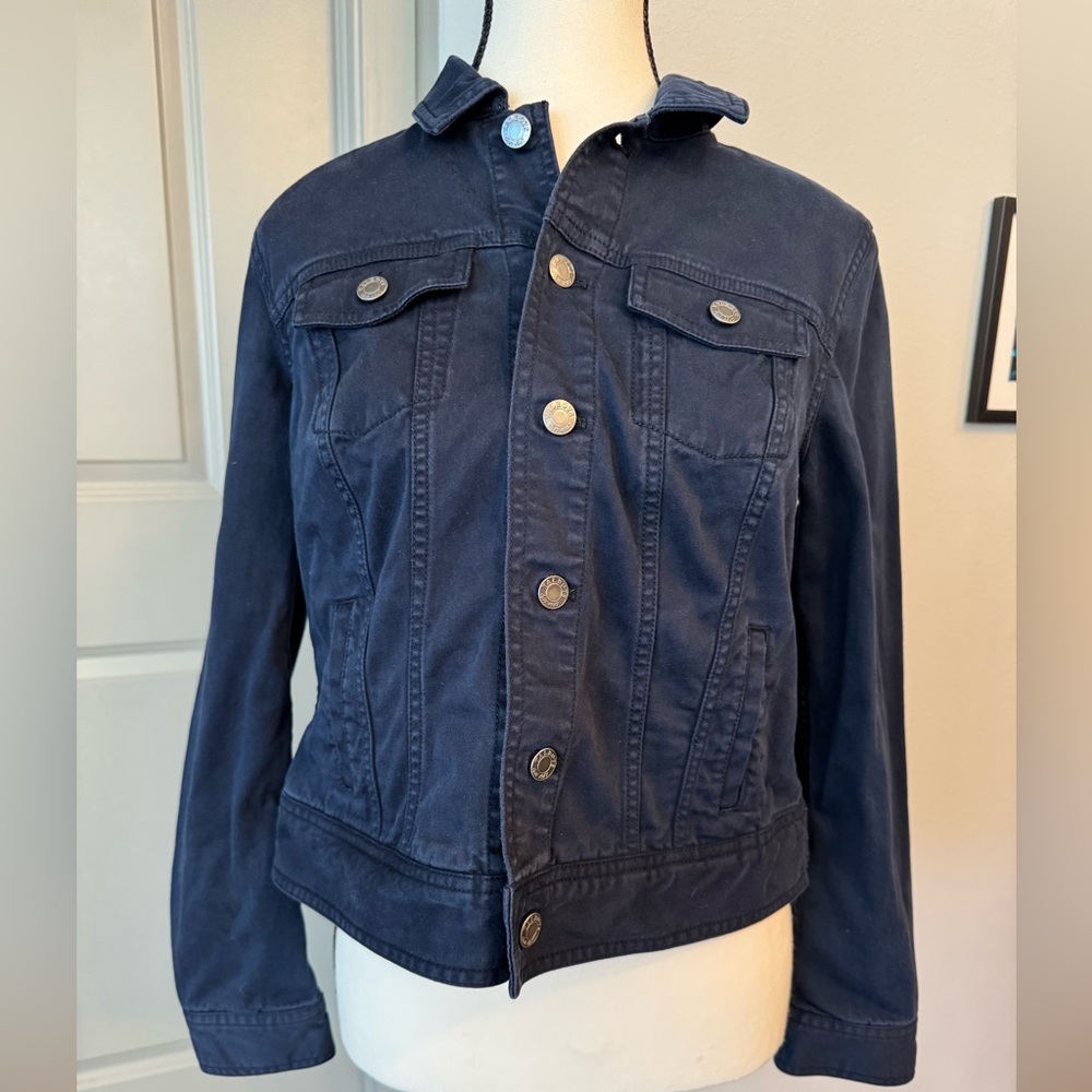 Talbots Blue Stenciled Jean Jacket